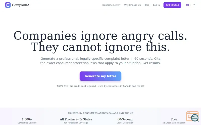 Screenshot of Complain Ai