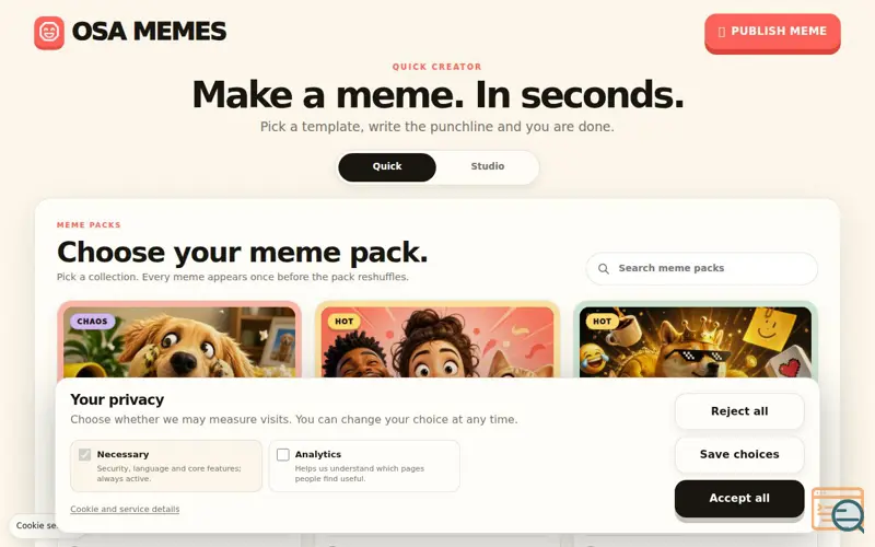 Screenshot of Create Memes for Free