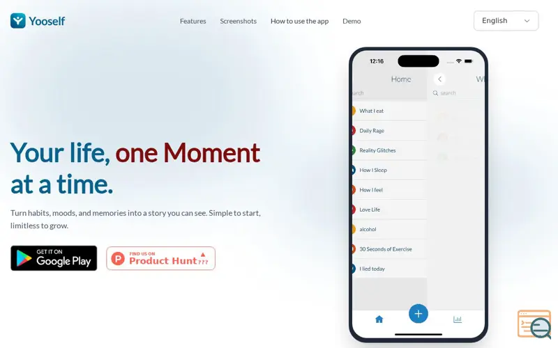 Screenshot of Yooself, a launch using Aruba