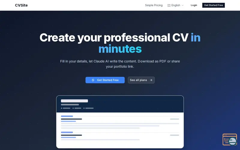 Screenshot of CVSite