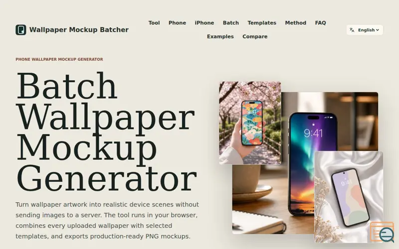 Screenshot of Phone Wallpaper Mockup Batcher