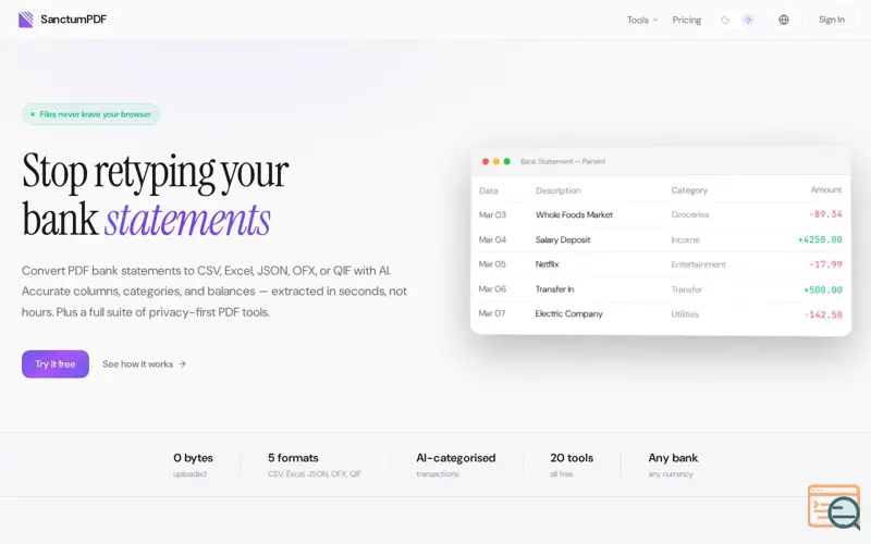 Screenshot of SanctumPDF