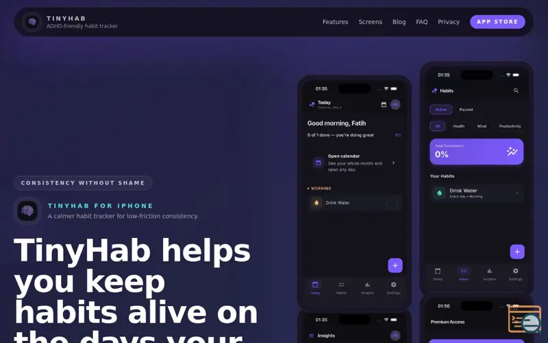 Screenshot of TinyHab: ADHD Habit Tracker