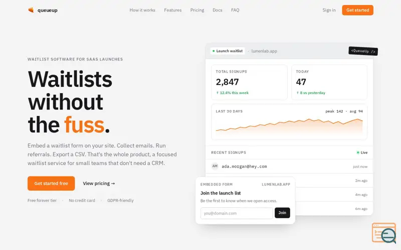 Screenshot of QueueUp