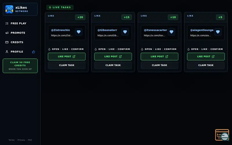 Screenshot of xLikes