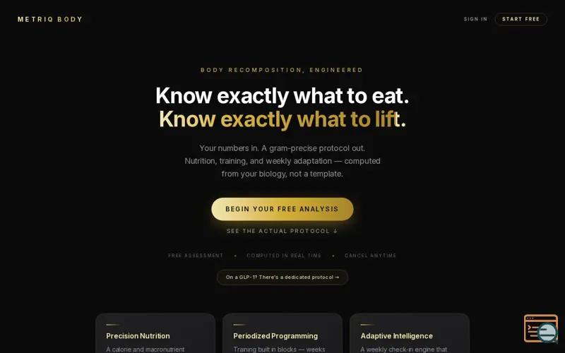 Screenshot of Metriq Body — The Plan That Adapts When You Stall
