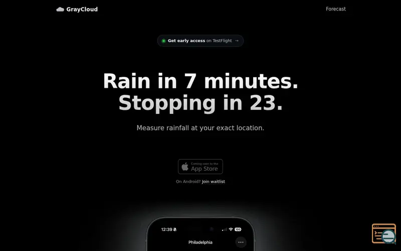 Screenshot of GrayCloud, a launch using OpenFreeMap