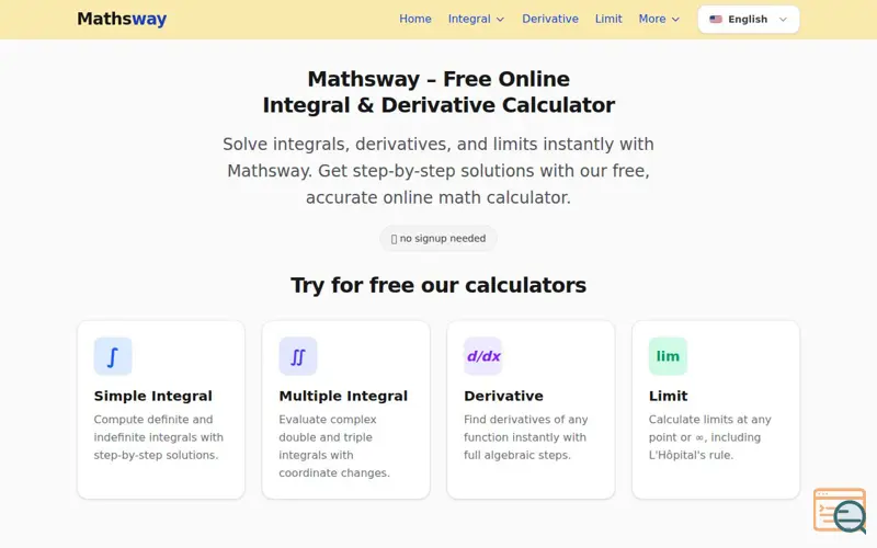 Screenshot of Mathsway