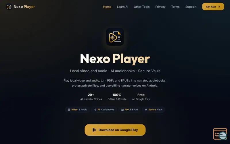Screenshot of Nexo Player, a launch using HSTS