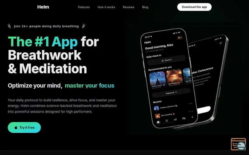 Screenshot of Helm: Breathwork Exercices App