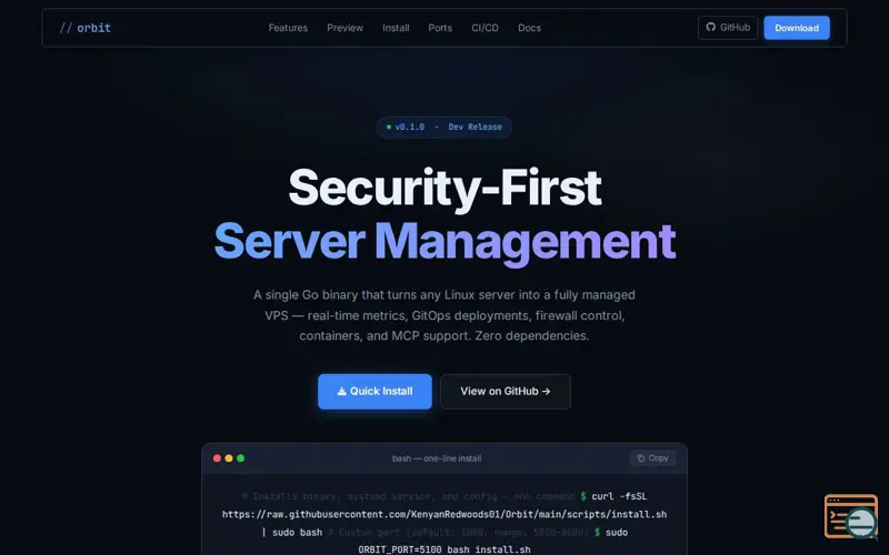 Screenshot of Orbit — Security