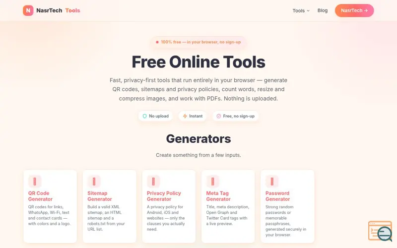 Screenshot of NasrTech Tools
