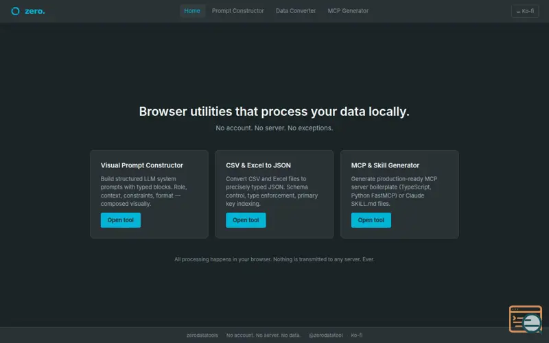 Screenshot of zerodatatools