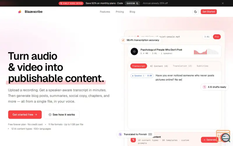 Screenshot of Blazescribe