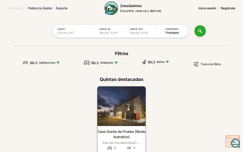 Screenshot of Zona Quintas