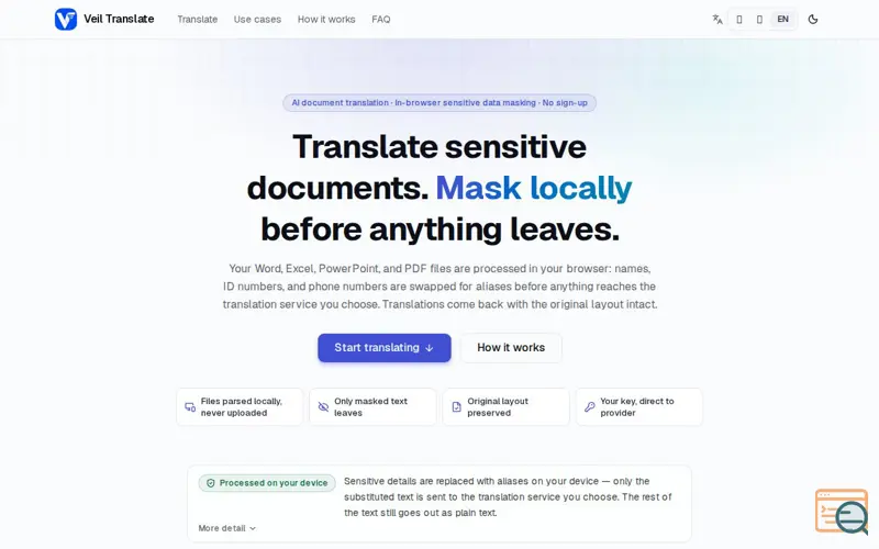 Screenshot of Veil Translate