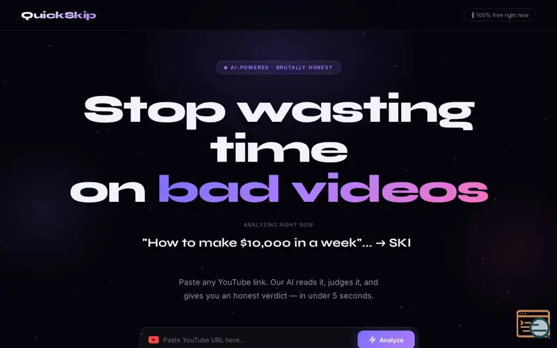 Screenshot of QuickSkip — Should You Watch This?
