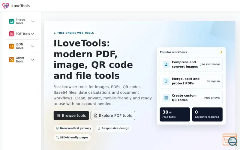 Screenshot of ILoveTools