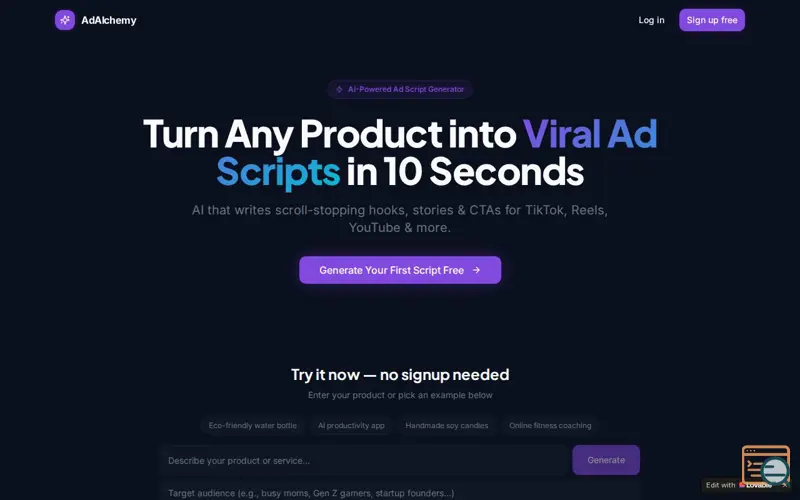 Screenshot of AdAlchemy