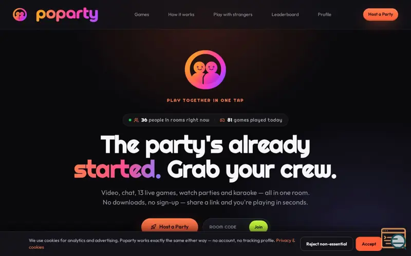 Screenshot of Poparty
