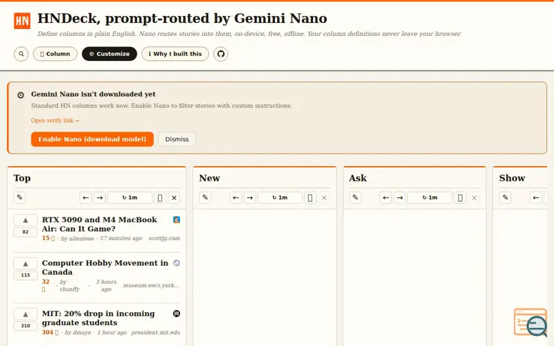 Screenshot of Hndeck