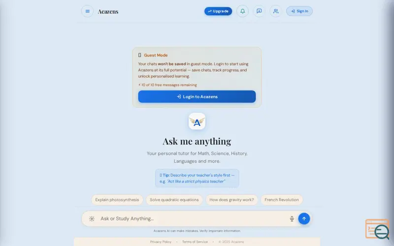 Screenshot of Acazen
