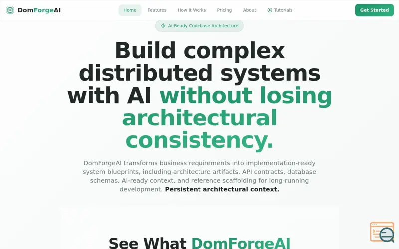 Screenshot of  DomForgeAI