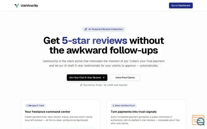 Screenshot of UseVouchly