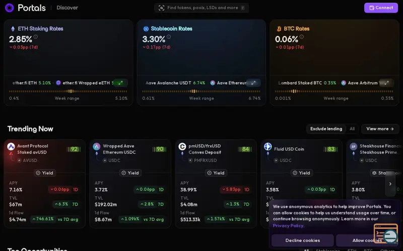 Screenshot of Portals Explorer, a launch using IPFS