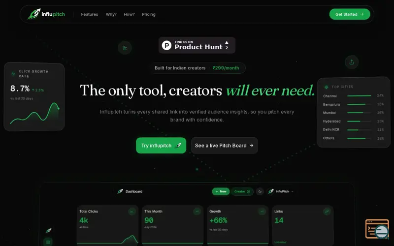 Screenshot of InfluPitch