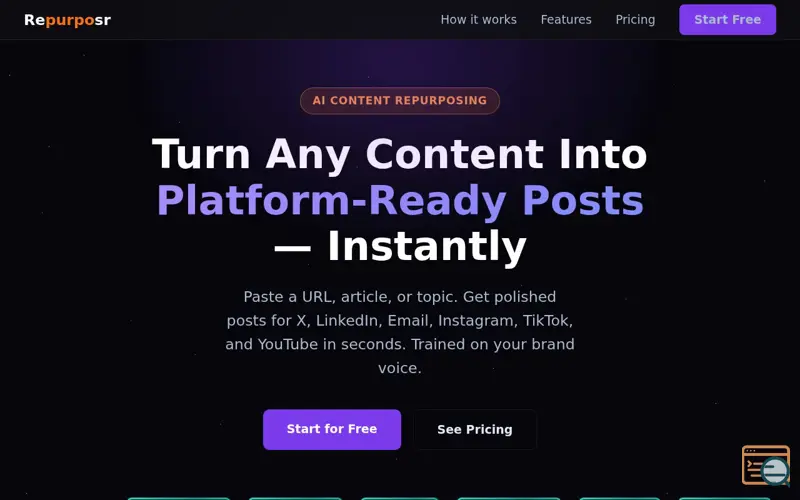 Screenshot of Repurposr