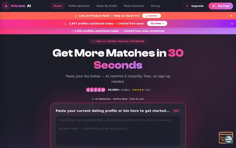 Screenshot of ATTRACT AI