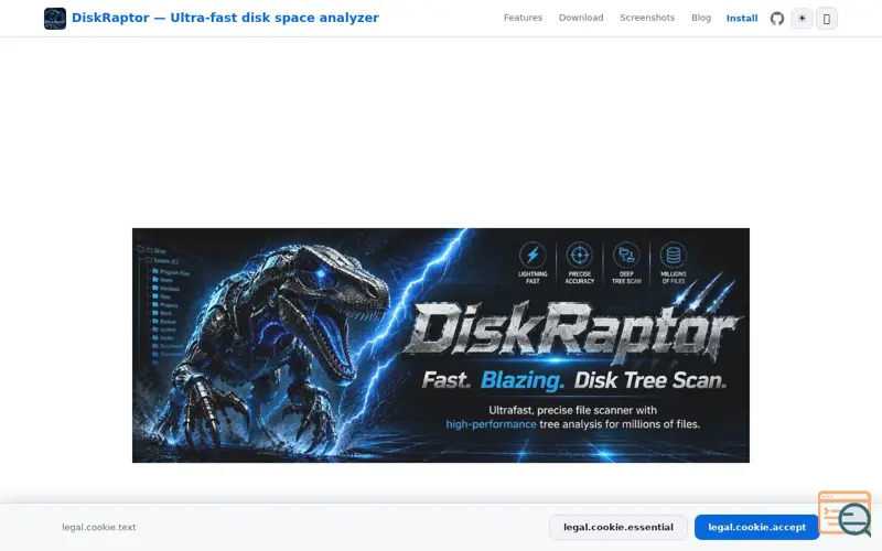 Screenshot of DiskRaptor Free Disk Space Analyzer