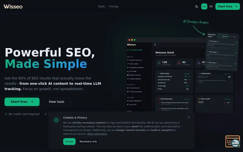 Screenshot of Wisseo