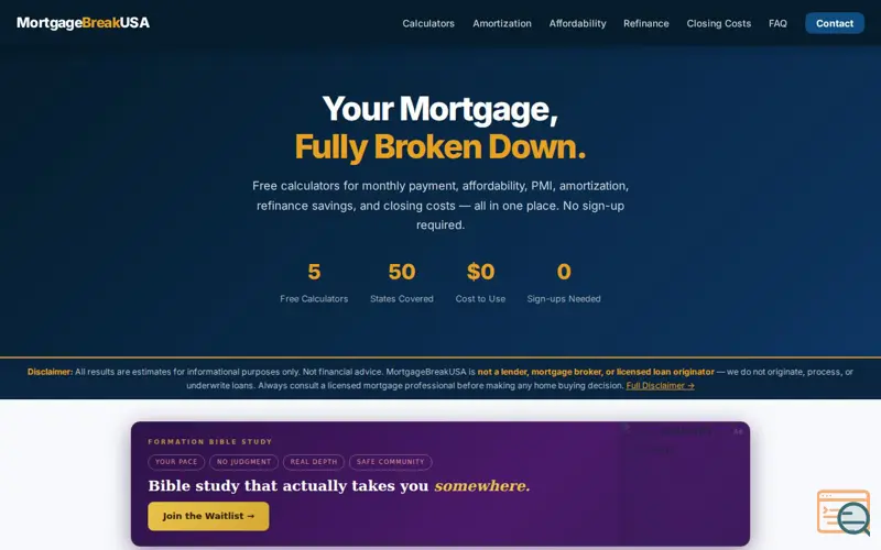 Screenshot of MortgageBreakUSA
