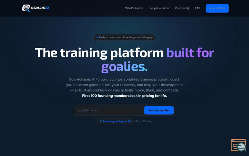 Screenshot of GoalieQ