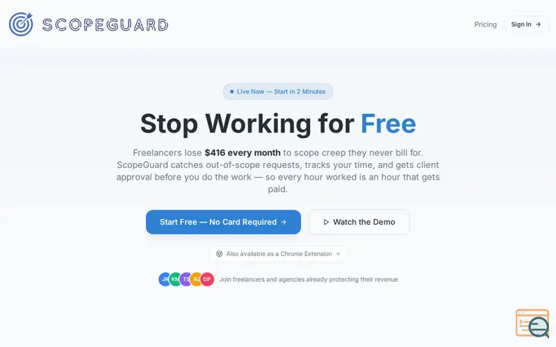 Screenshot of ScopeGuard