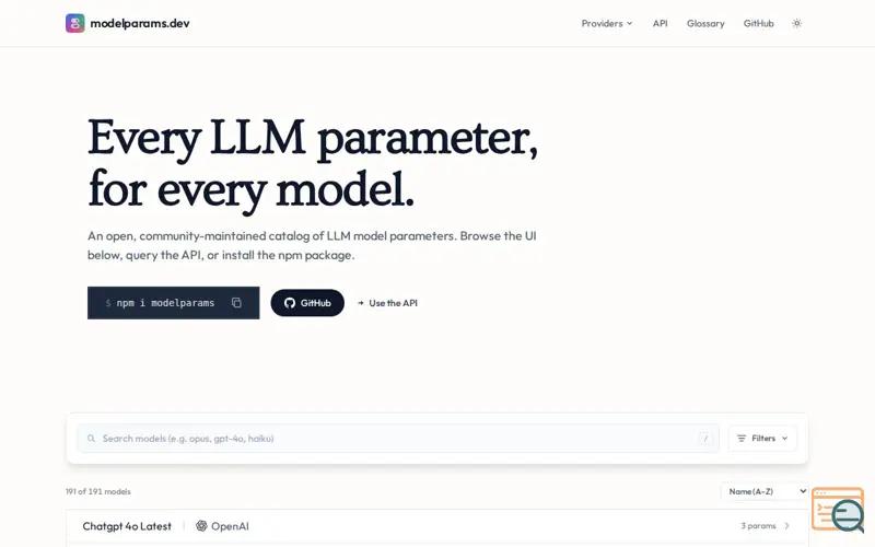 Screenshot of Modelparams