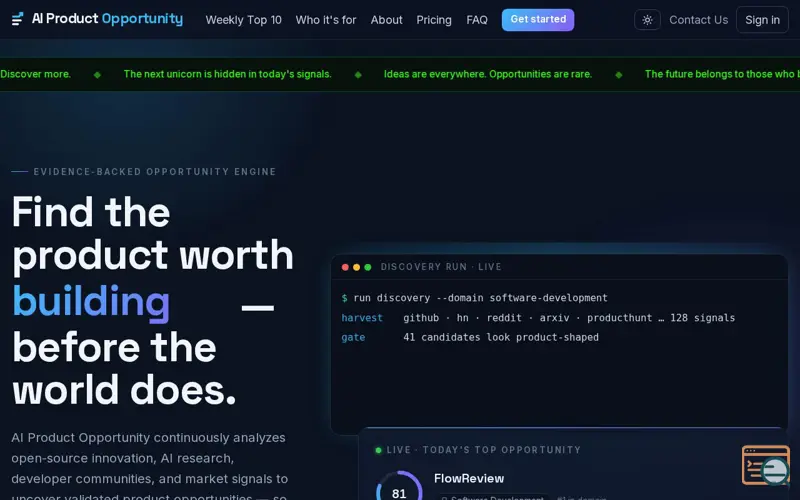 Screenshot of AI Product Opportunity