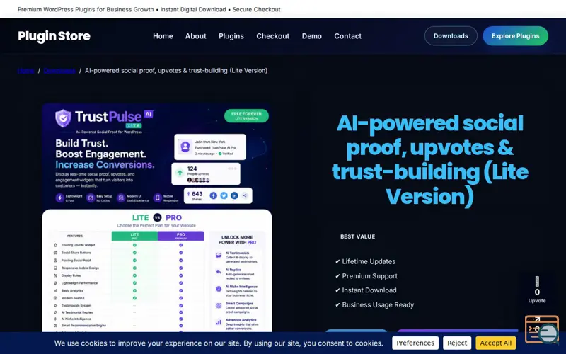 Screenshot of TrustPulse AI Lite 