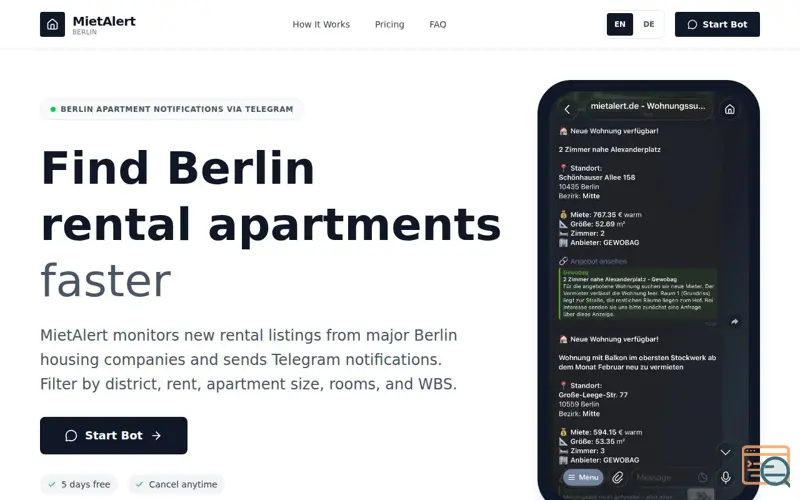 Screenshot of MietAlert: Find Berlin Apartments Faster