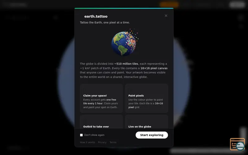 Screenshot of earth.tattoo