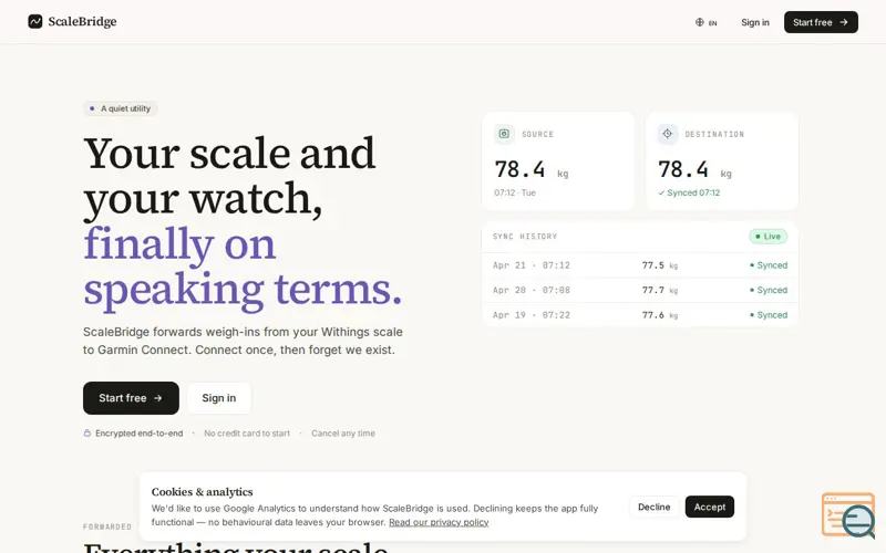 Screenshot of ScaleBridge
