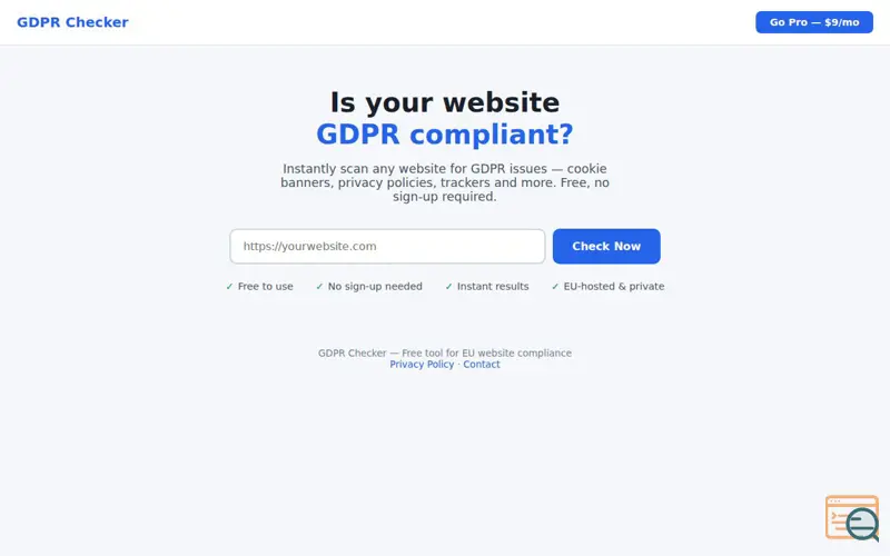 Screenshot of GDPR Checker