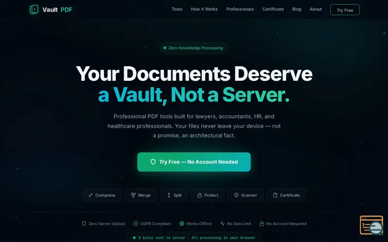 Screenshot of VaultPDF