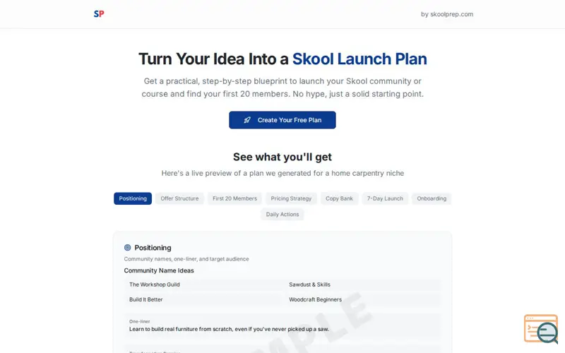 Screenshot of Skool Launch Plan