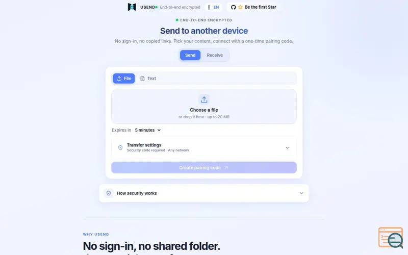 Screenshot of USend