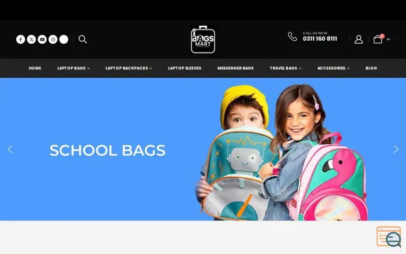 Screenshot of BagsMart.pk, a launch using Porto