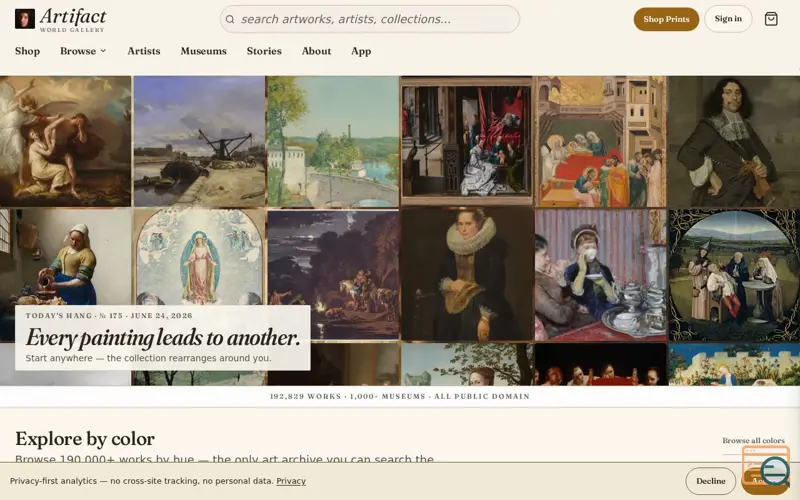 Screenshot of Artifact World Gallery