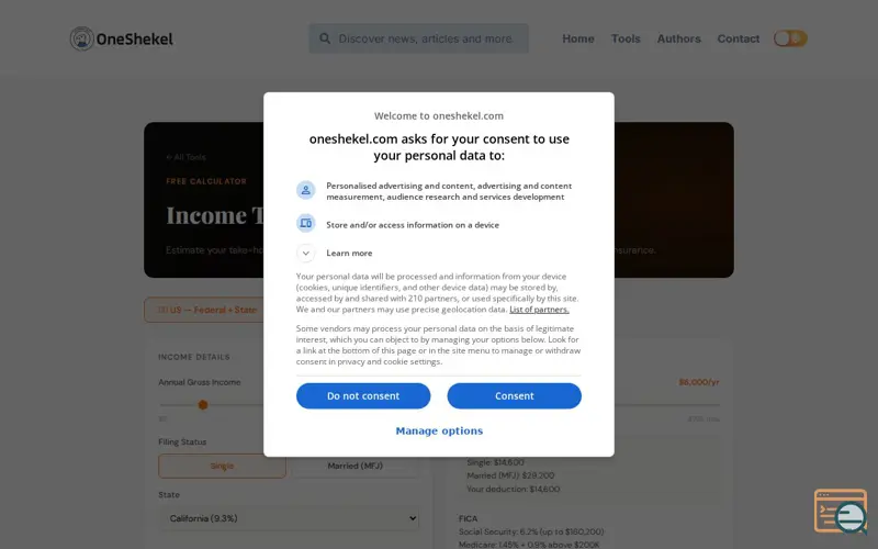 Screenshot of oneshekel.com